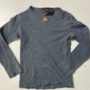 Matilda Jane Thermal Button Tee Gray Hard to Find Vintage medium